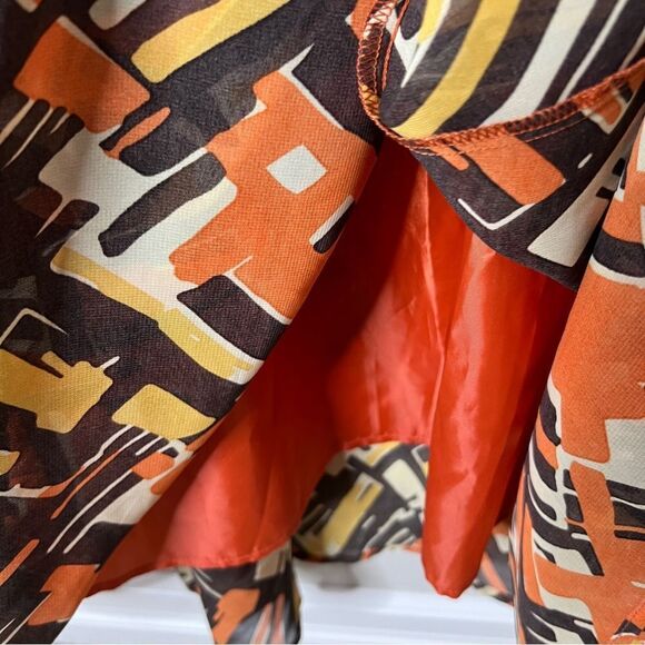 Ashro Women’s Plus Size Sleeveless Faux Wrap Brown Orange Yellow Maxi Dress 26W - Picture 9 of 9